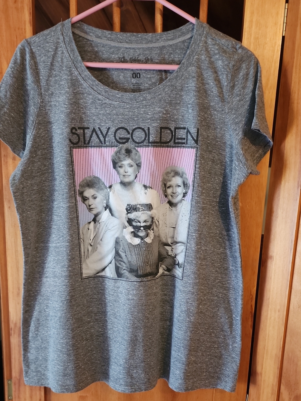 Stay Golden Graphic Tee - Gray with Pink Accent